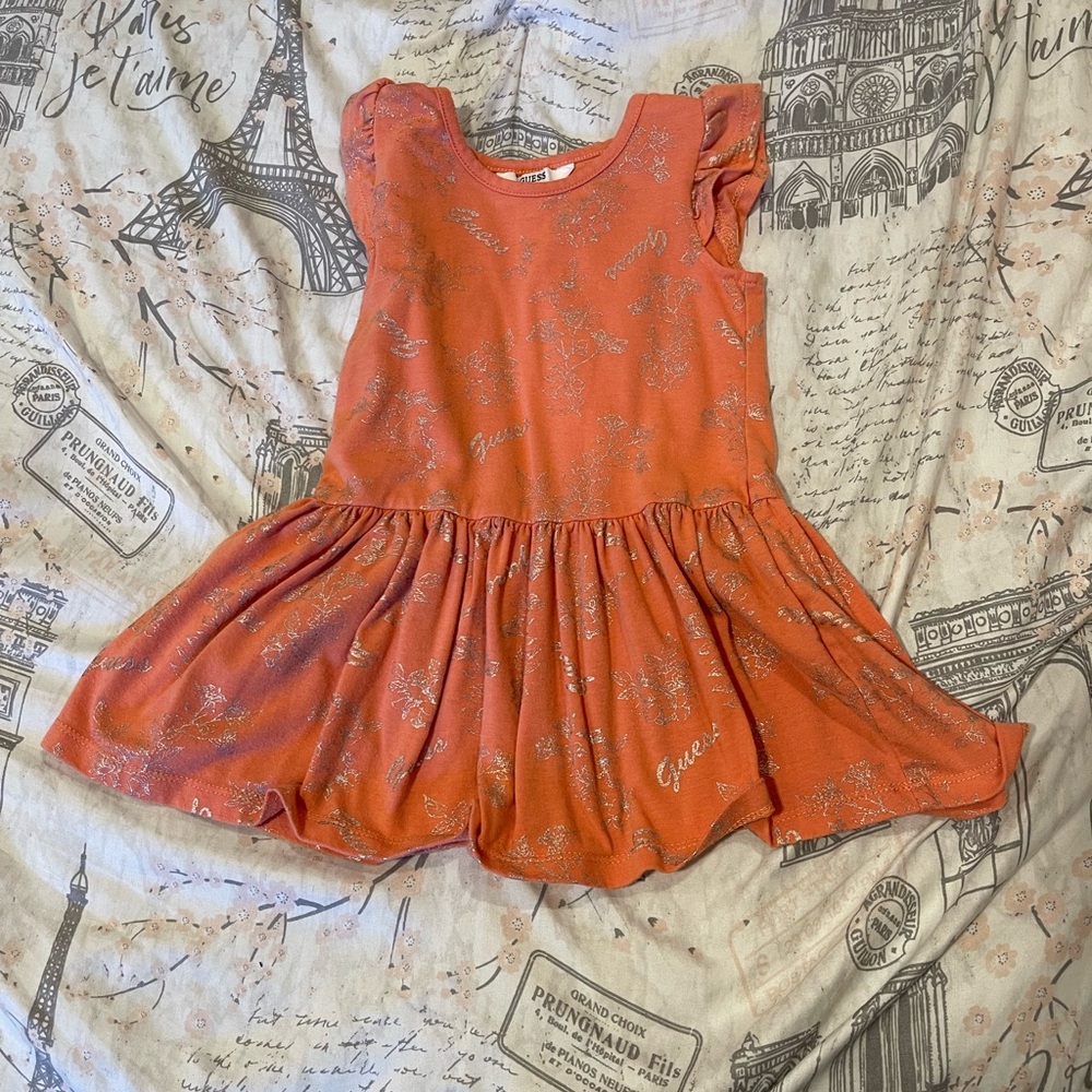 ⭐️ 4 for $25. ⭐️ Guess Kids Orange Floral Dress size 2T